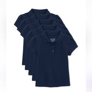 Toddler Girls Uniform Ruffle Pique Polo 5-Pack - Tidal and Single pair chino